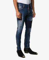 DSQUARED2 - Quần jeans nam rách gối Distressed Patchwork Slim Fit