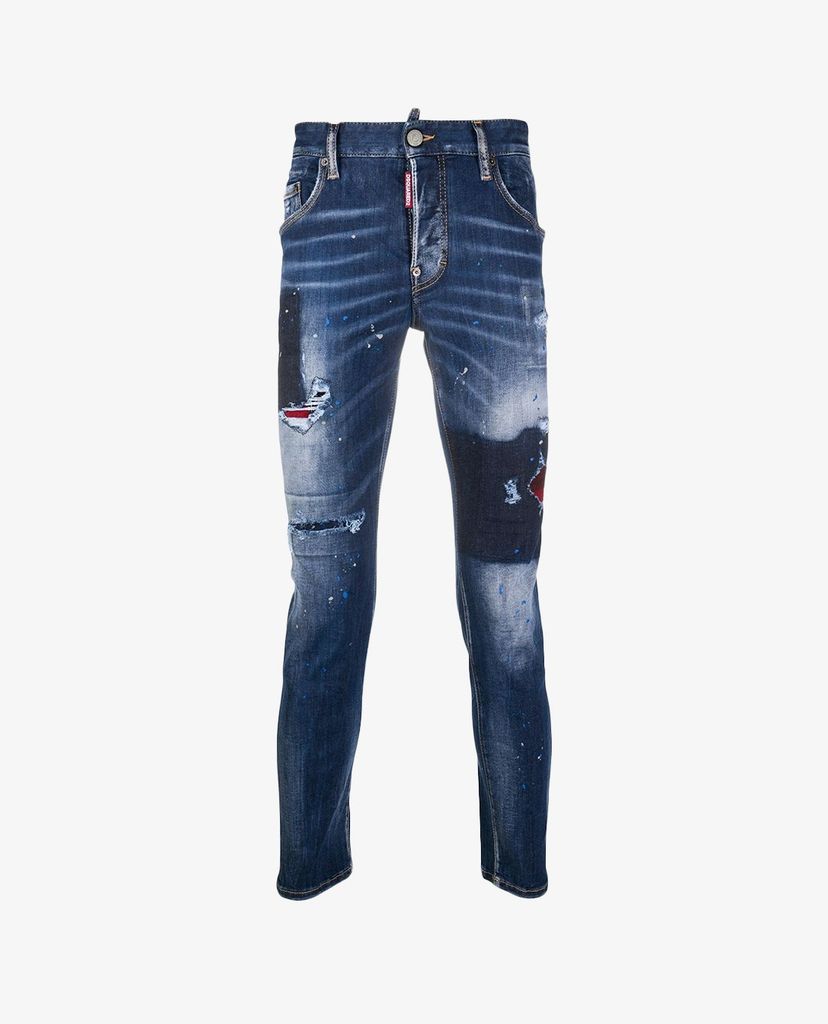 DSQUARED2 - Quần jeans nam rách gối Distressed Patchwork Slim Fit