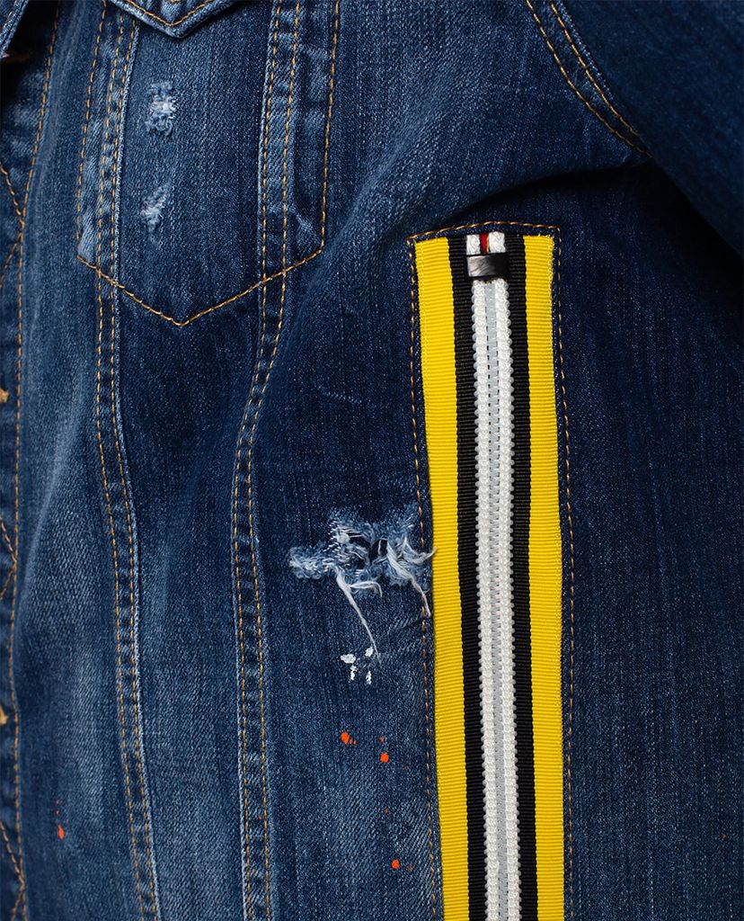 DSQUARED2 - Áo khoác jean phối nón đỏ Hooded Denim
