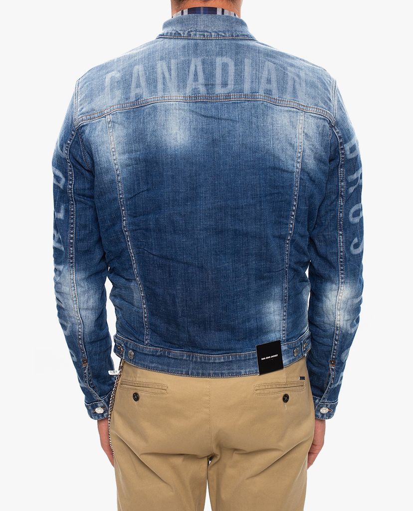 DSQUARED2 - Áo khoác denim nam cổ bẻ tay dài Dan Medium Wash