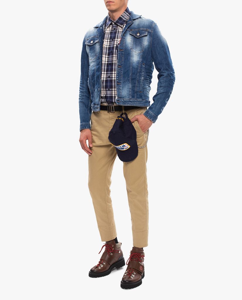 DSQUARED2 - Áo khoác denim nam cổ bẻ tay dài Dan Medium Wash