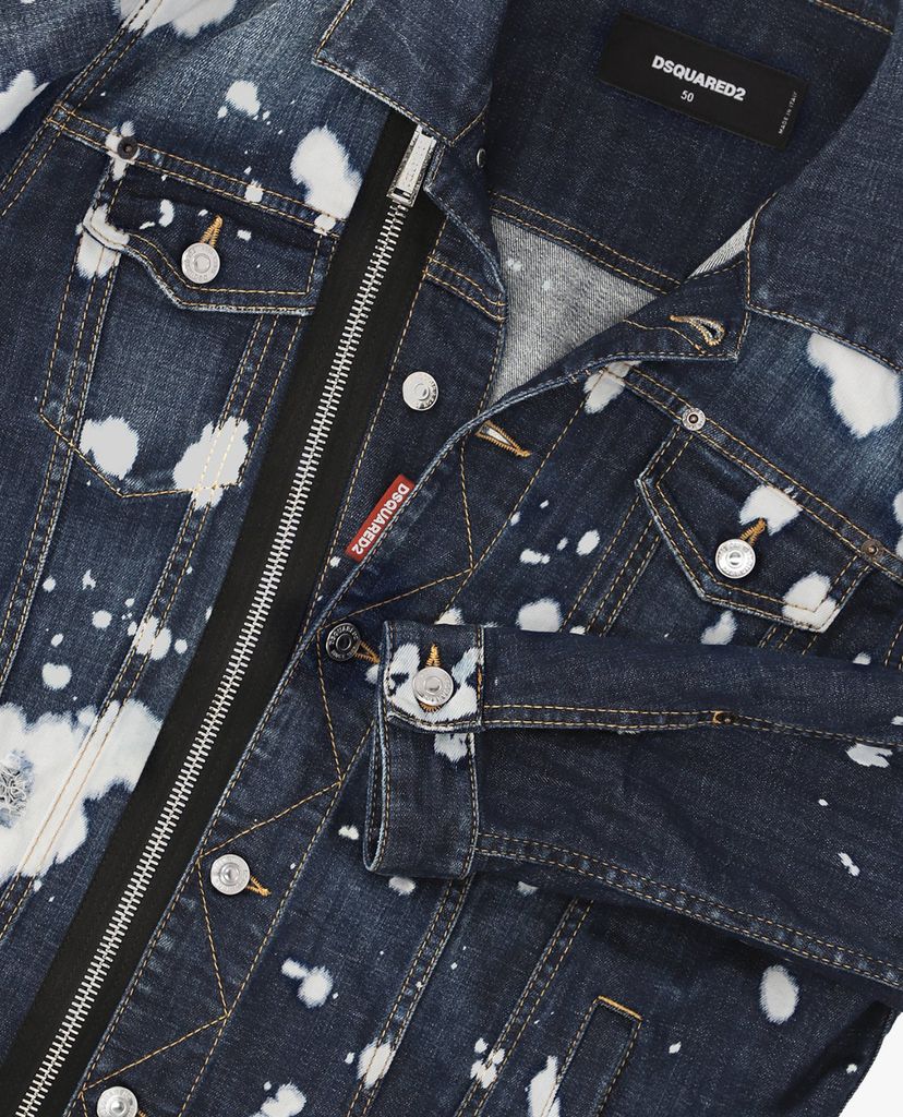 DSQUARED2 - Áo khoác nam denim cổ bẻ tay dài