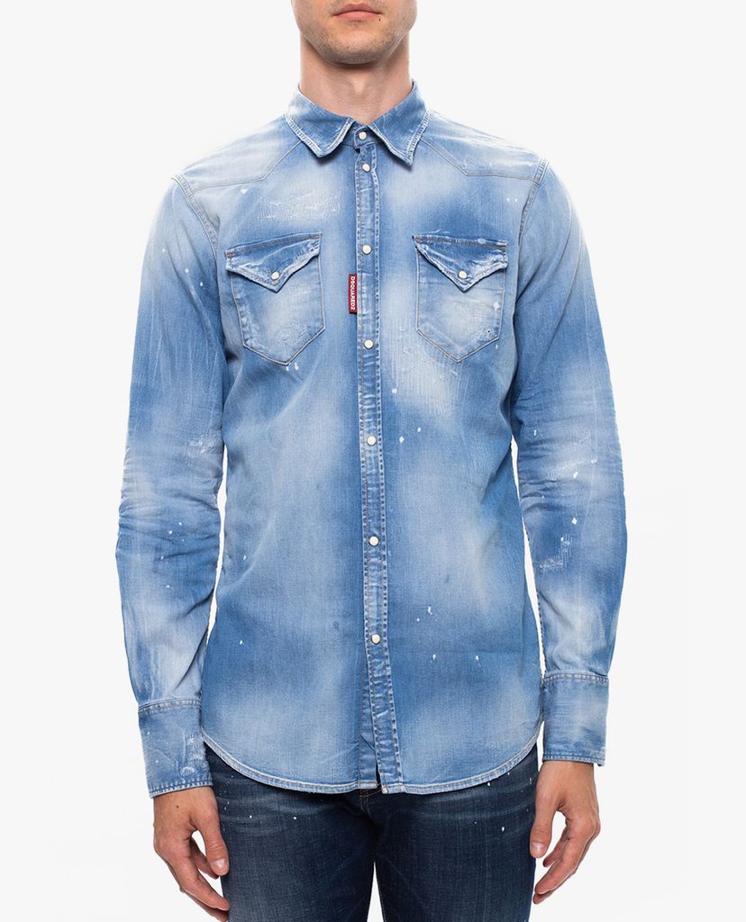 DSQUARED2 - Áo sơ mi nam tay dài Denim