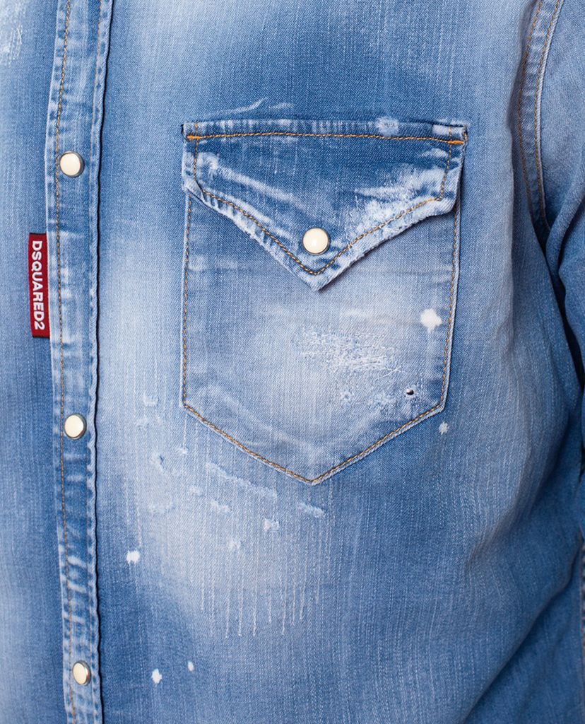 DSQUARED2 - Áo sơ mi nam tay dài Denim