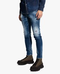 DSQUARED2 - Quần jeans nam phom ôm rách vải Blue Ripped Skater