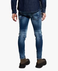 DSQUARED2 - Quần jeans nam phom ôm rách vải Blue Ripped Skater
