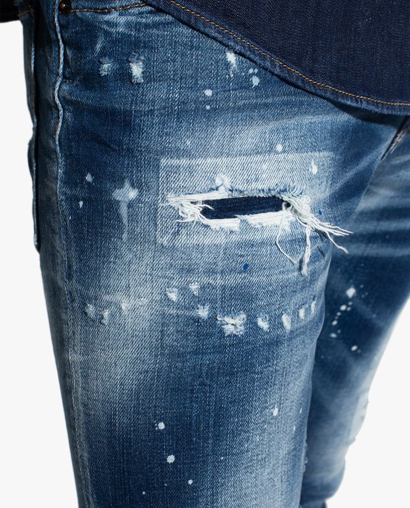 DSQUARED2 - Quần jeans nam phom ôm rách vải Blue Ripped Skater