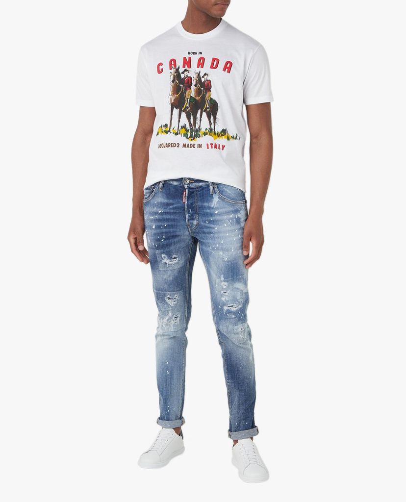 DSQUARED2 - Quần jeans nam phom ôm wash bạc thời trang Cool Guy
