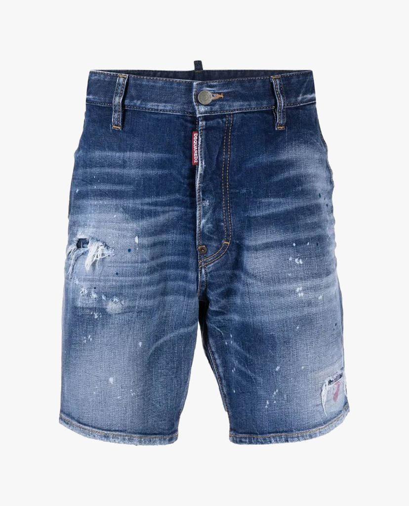 DSQUARED2 - Quần shorts jeans nam wash bạc thời trang