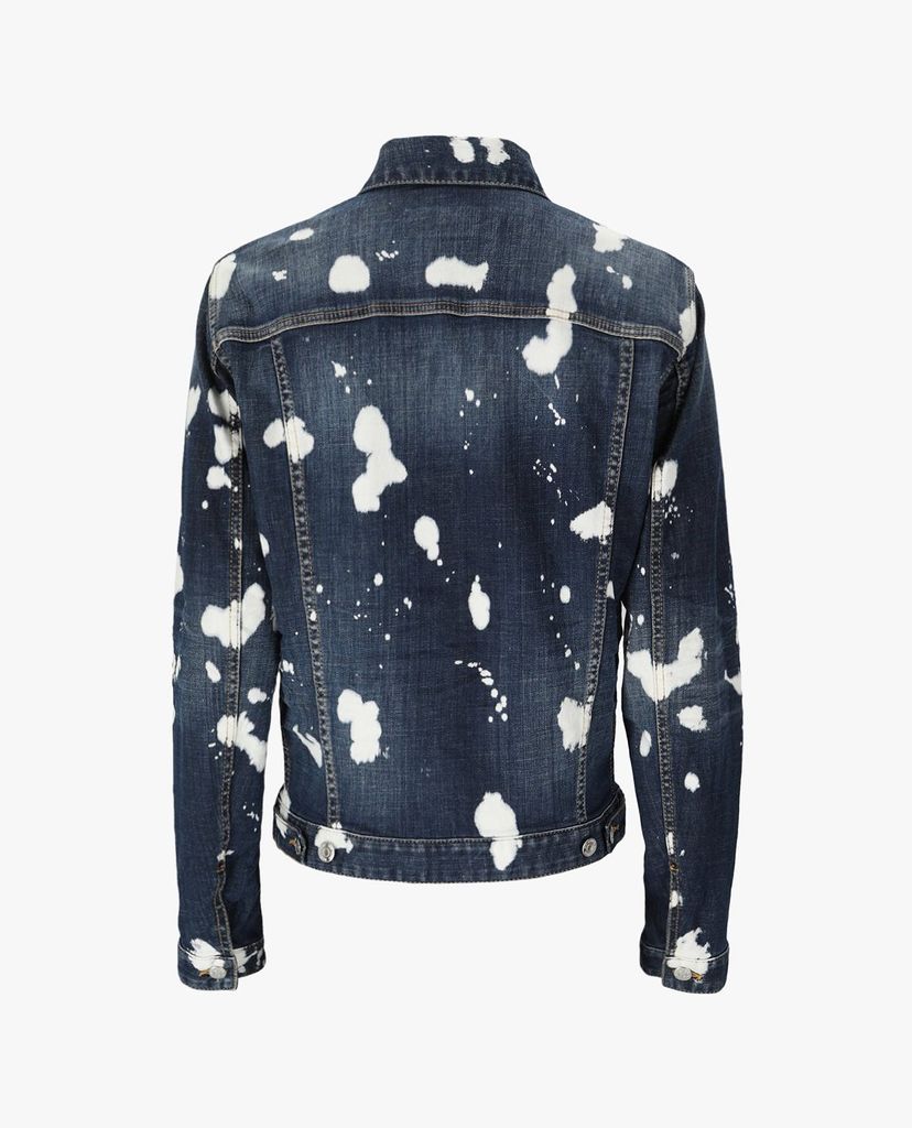 DSQUARED2 - Áo khoác jeans nữ denim cổ bẻ tay dài phối zip thời trang