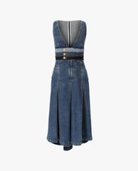 DSQUARED2 - Đầm midi denim xếp li cá tính