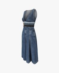 DSQUARED2 - Đầm midi denim xếp li cá tính