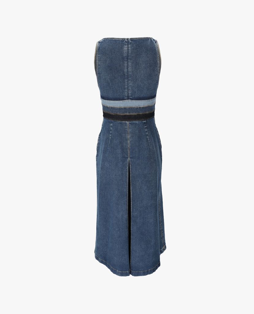 DSQUARED2 - Đầm midi denim xếp li cá tính