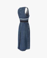 DSQUARED2 - Đầm midi denim xếp li cá tính
