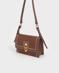 CHARLES & KEITH - Túi xách nữ nắp gập chữ nhật Turn Lock Chain