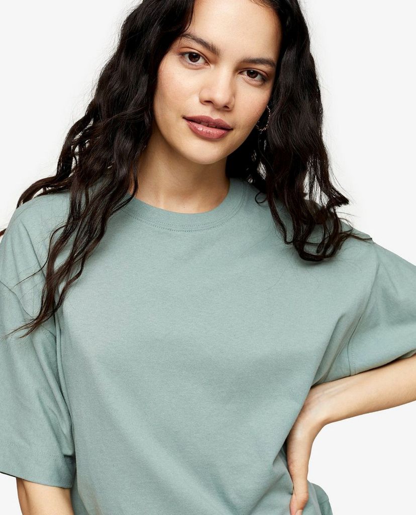 TOPSHOP - Áo thun nữ cổ tròn tay ngắn Mint Panel Boxy