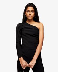 TOPSHOP - Áo kiểu nữ lệch vai Black One Shoulder Stretch