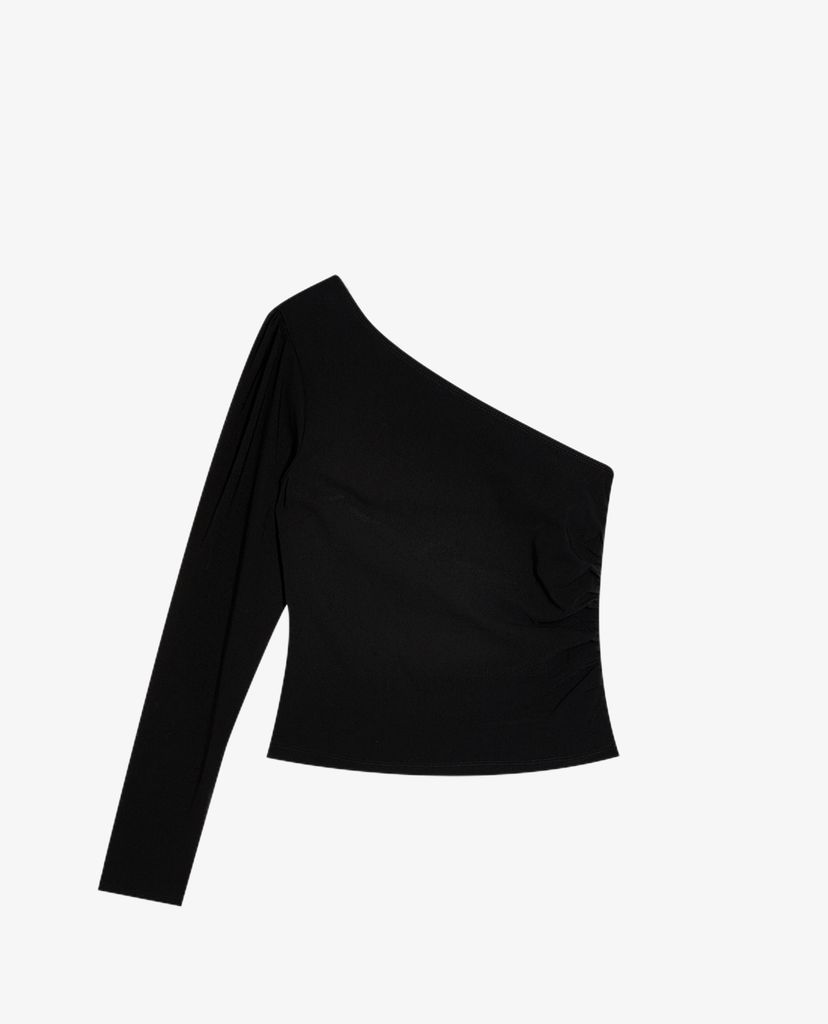 TOPSHOP - Áo kiểu nữ lệch vai Black One Shoulder Stretch