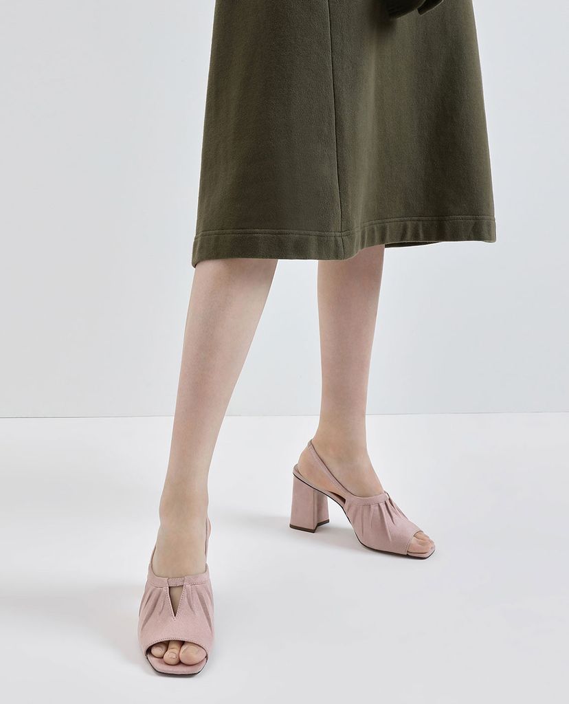 CHARLES & KEITH - Giày cao gót hở mũi Ruched Textured Slingback