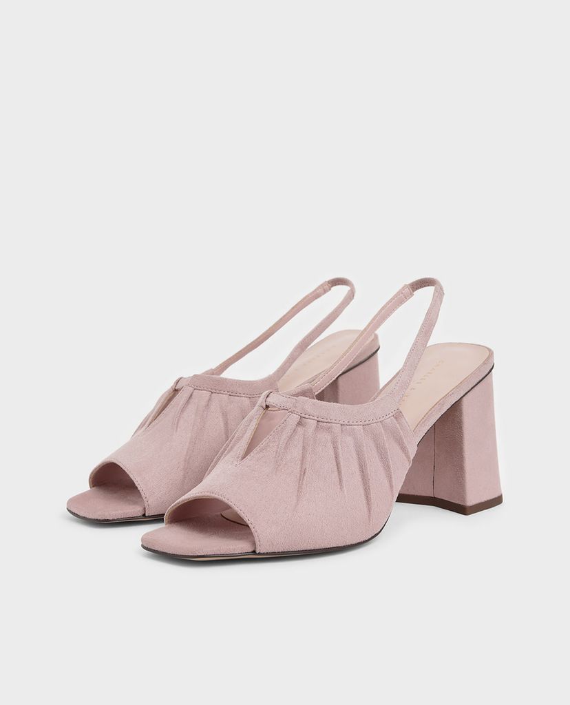CHARLES & KEITH - Giày cao gót hở mũi Ruched Textured Slingback