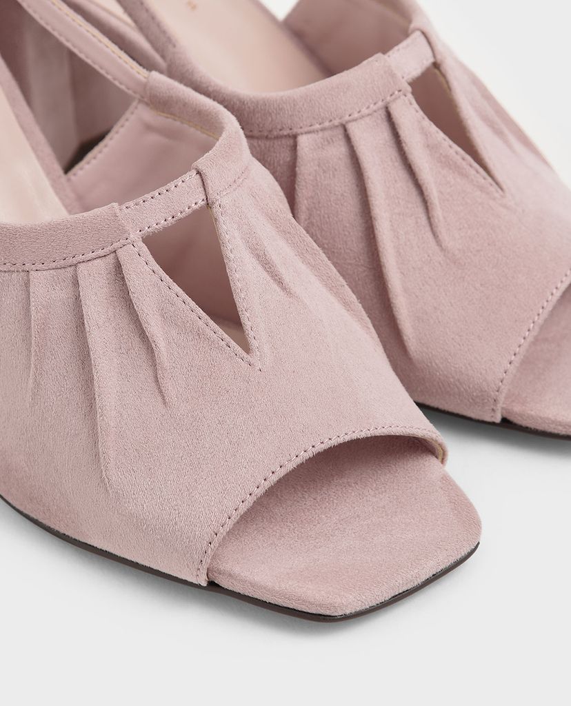 CHARLES & KEITH - Giày cao gót hở mũi Ruched Textured Slingback