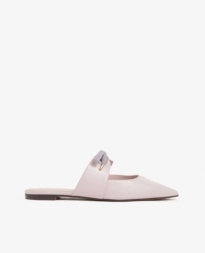 CHARLES & KEITH - Giày đế bệt Bow Strap Textured Pointed Toe