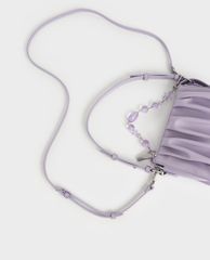 CHARLES & KEITH - Túi đeo vai nữ chữ nhật Beaded Strap Ruched