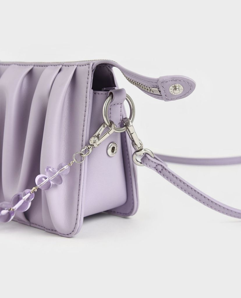 CHARLES & KEITH - Túi đeo vai nữ chữ nhật Beaded Strap Ruched