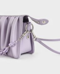 CHARLES & KEITH - Túi đeo vai nữ chữ nhật Beaded Strap Ruched