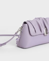 CHARLES & KEITH - Túi đeo vai nữ chữ nhật Beaded Strap Ruched Trapeze