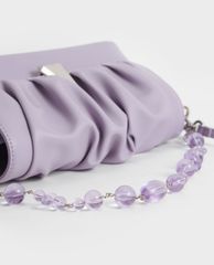 CHARLES & KEITH - Túi đeo vai nữ chữ nhật Beaded Strap Ruched Trapeze