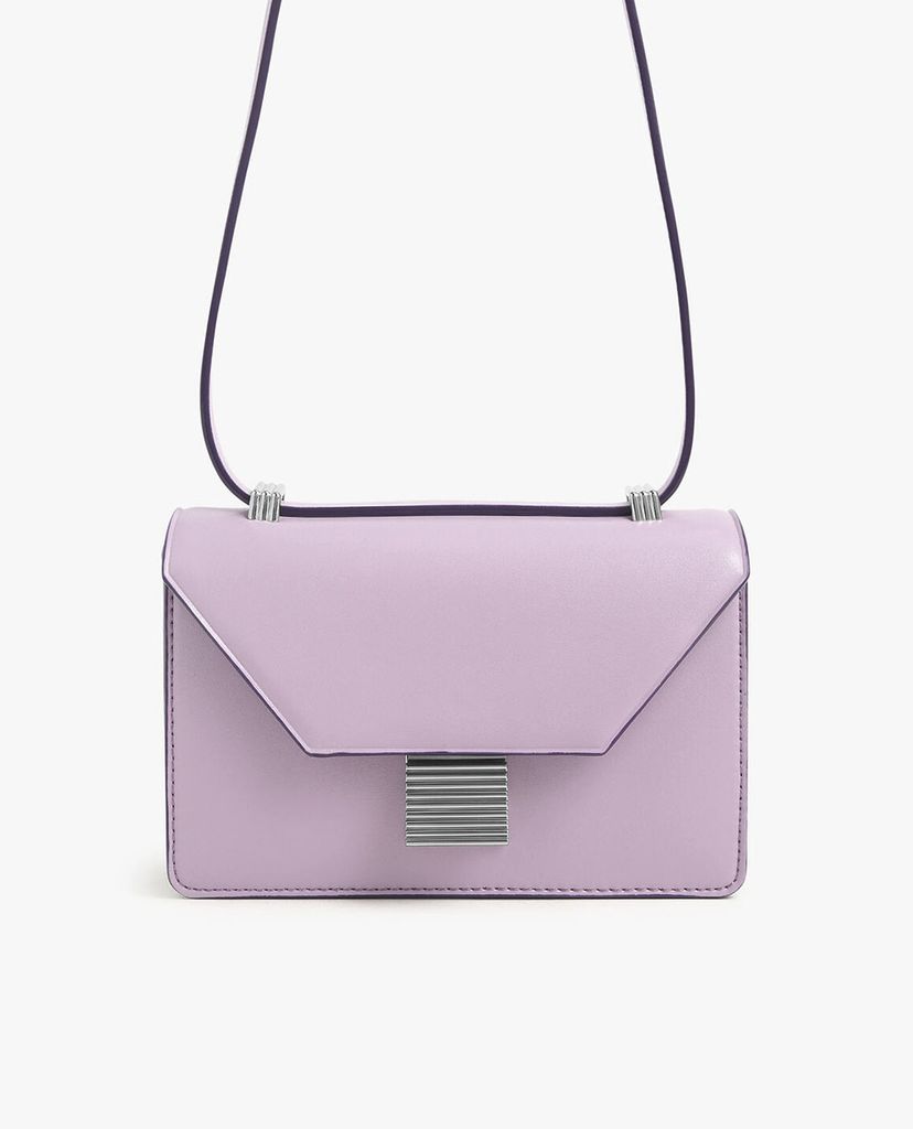 CHARLES & KEITH - Túi đeo chéo Croc Effect Push Lock Crossbody