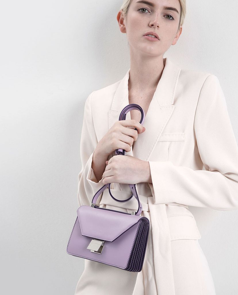CHARLES & KEITH - Túi đeo chéo Croc Effect Push Lock Crossbody