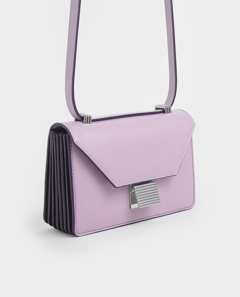 CHARLES & KEITH - Túi đeo chéo Croc Effect Push Lock Crossbody