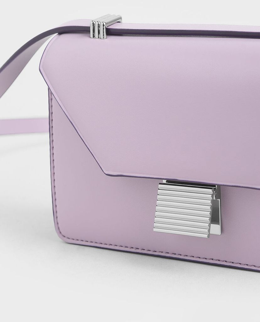 CHARLES & KEITH - Túi đeo chéo Croc Effect Push Lock Crossbody