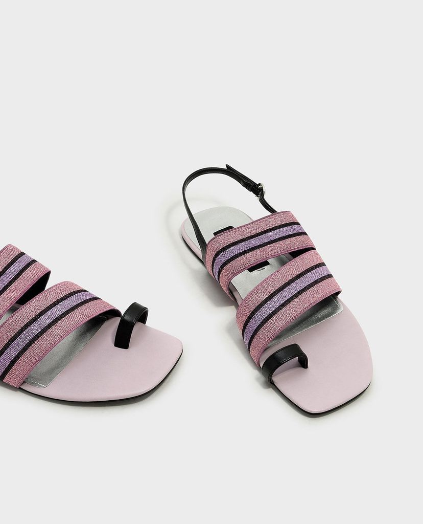 CHARLES & KEITH - Giày sandals nữ Leather Glitter Slingback