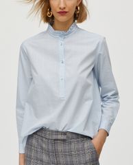 MAX&Co. - Áo sơ mi nữ tay dài cổ trụ Pinstriped Lamé