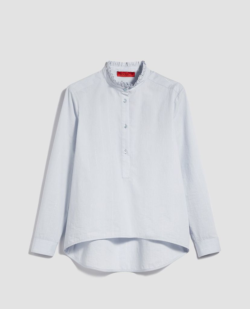 MAX&Co. - Áo sơ mi nữ tay dài cổ trụ Pinstriped Lamé