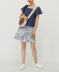 MAX&Co. - Áo kiểu nữ cổ vuông tay ngắn Ramie
