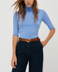 MAX&Co. - Áo sweater nữ tay ngắn cổ lọ Stretch Knit Turtuleneck