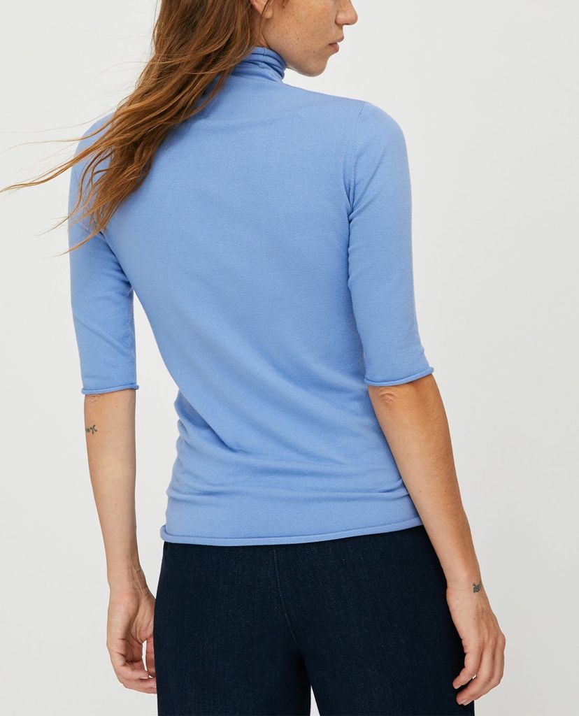 MAX&Co. - Áo sweater nữ tay ngắn cổ lọ Stretch Knit Turtuleneck
