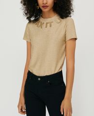 MAX&Co. - Áo thun nữ cổ tròn tay ngắn Jersey Lamé Slogan