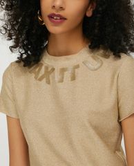 MAX&Co. - Áo thun nữ cổ tròn tay ngắn Jersey Lamé Slogan