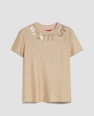 MAX&Co. - Áo thun nữ cổ tròn tay ngắn Jersey Lamé Slogan