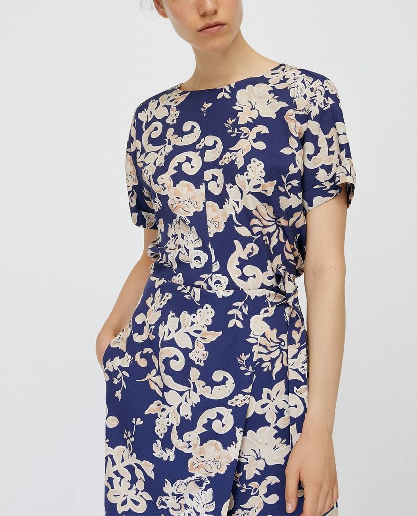 MAX&Co. - Áo kiểu nữ phom suông cổ tròn tay ngắn Printed Twill