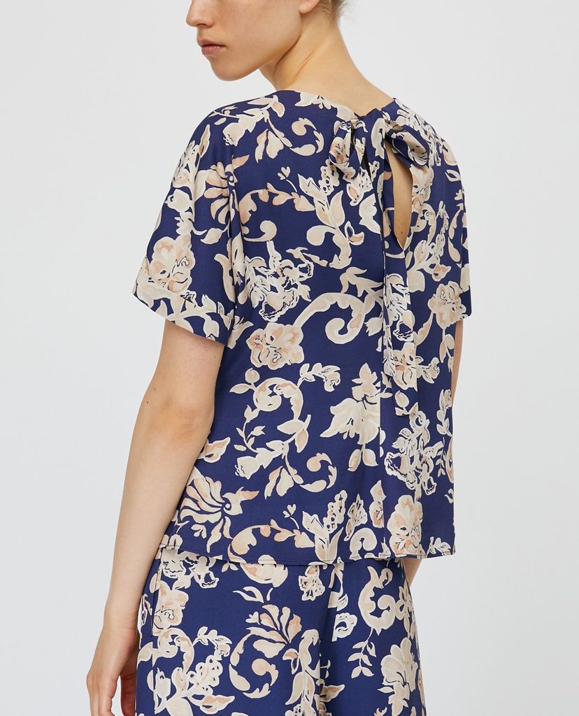 MAX&Co. - Áo kiểu nữ phom suông cổ tròn tay ngắn Printed Twill