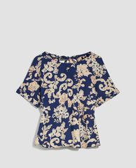 MAX&Co. - Áo kiểu nữ phom suông cổ tròn tay ngắn Printed Twill