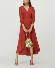 MAX&Co. - Đầm midi cổ V dáng quấn Polka Dot Jacquard