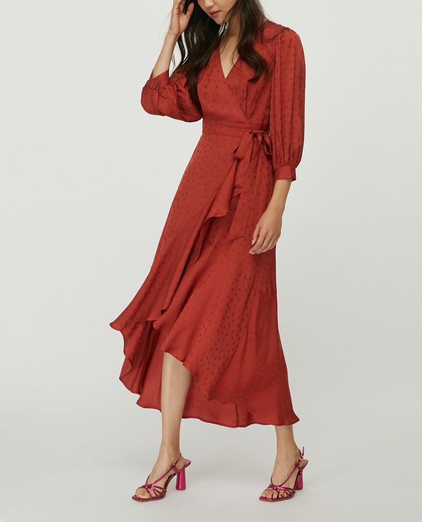 MAX&Co. - Đầm midi cổ V dáng quấn Polka Dot Jacquard