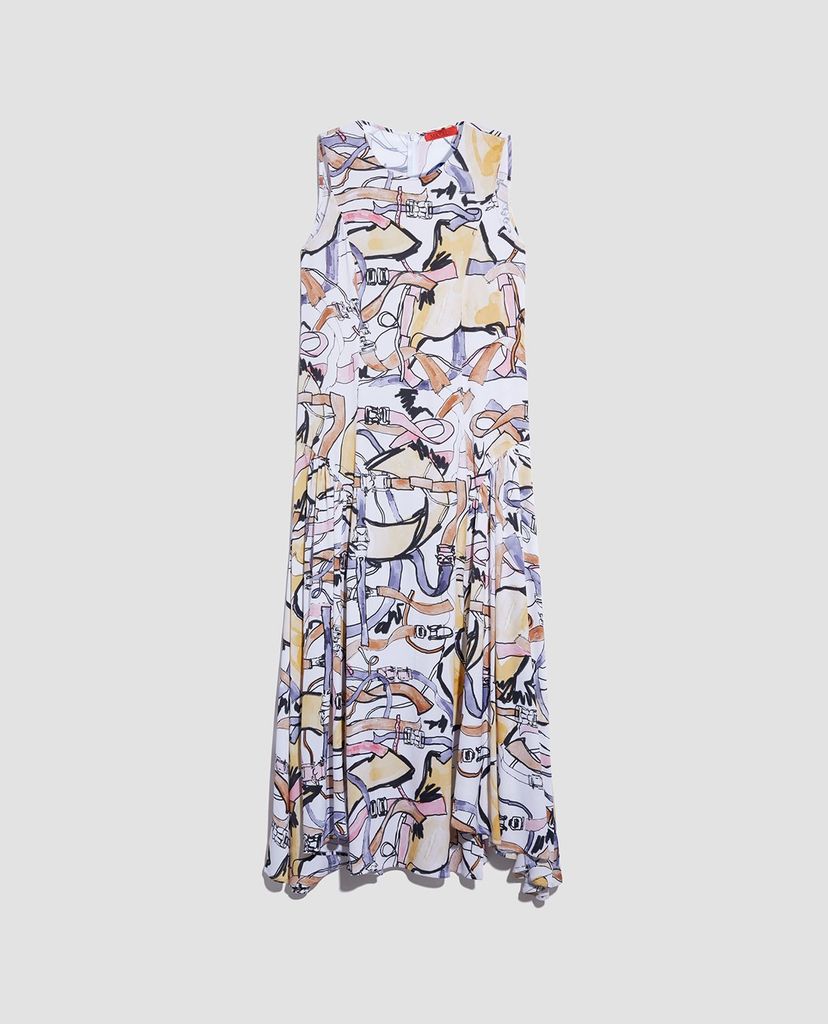 MAX&Co. - Đầm midi cổ tròn sát nách phom suông thời trang Satin